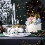 Ceramic Cake/serving plate with a glass cover - Image 6