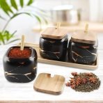 Spice jars with wooden tray and spoon - Image 2